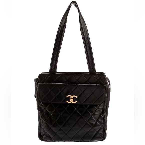 AUTHENTIC CHANEL shoulder bag dark brown leather - Picture 1 of 14
